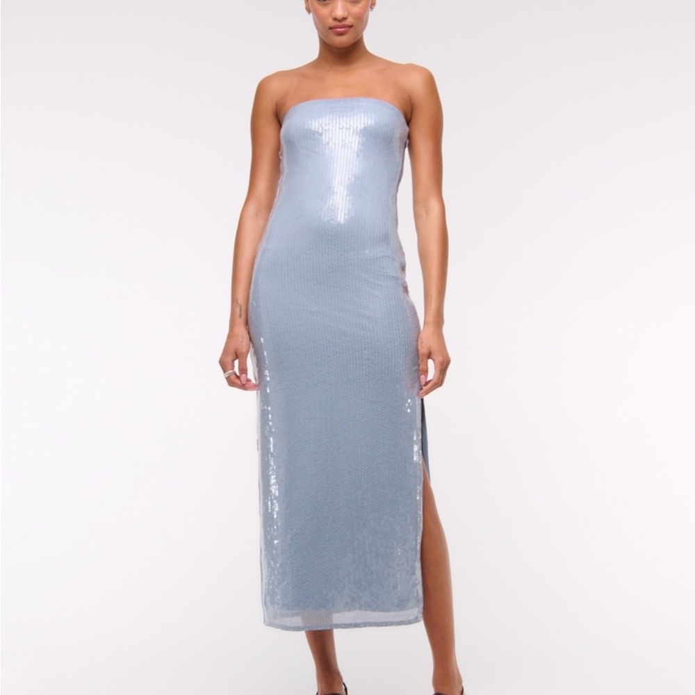 Abercrombie & Fitch Strapless Blue Sequins Dress